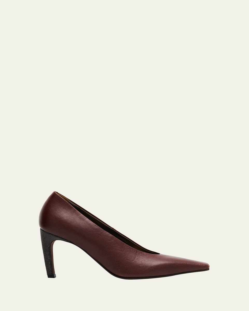 Leather Curved-Heel Pumps